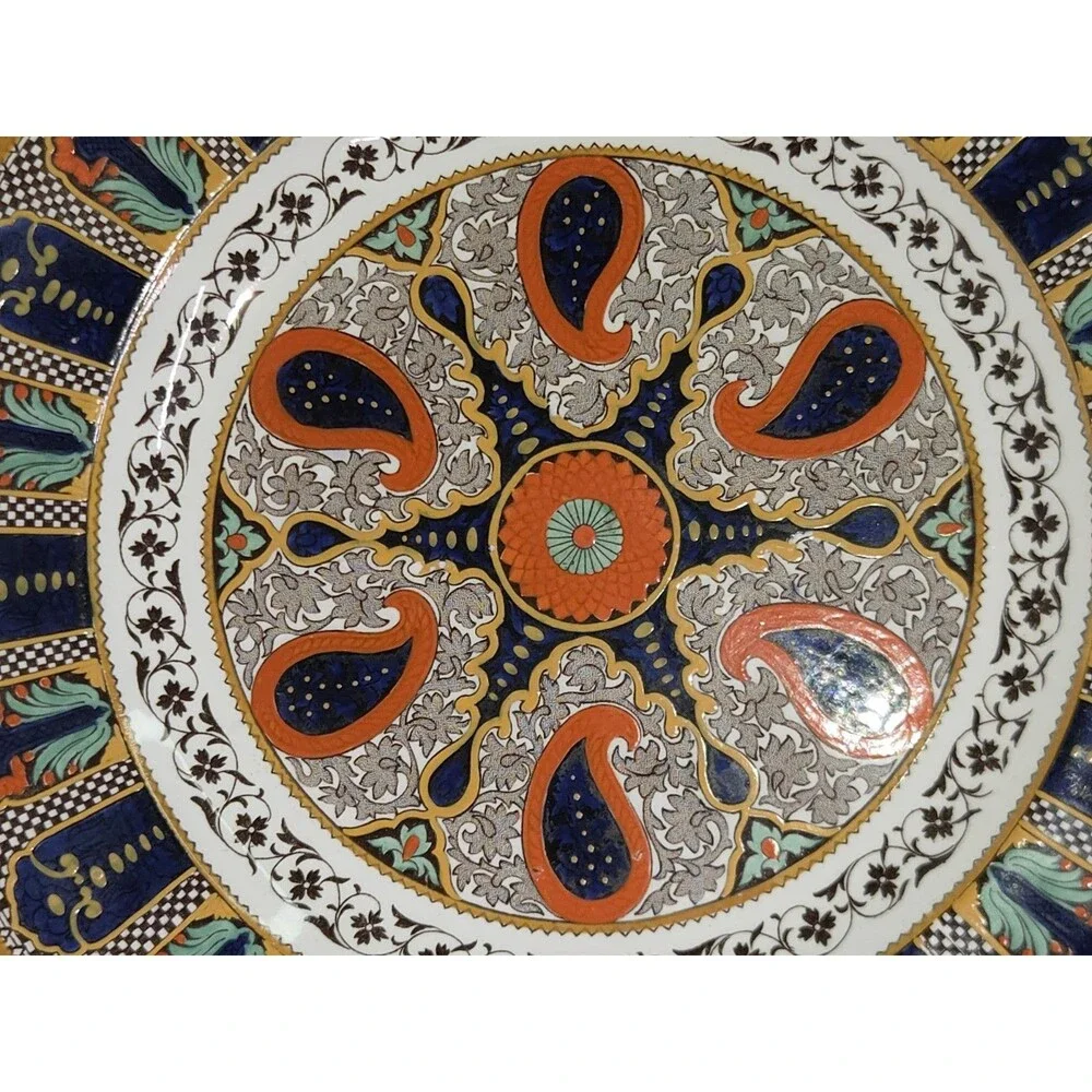 Antique Wedgwood Indian Plate Orange Hand Painted 10.5